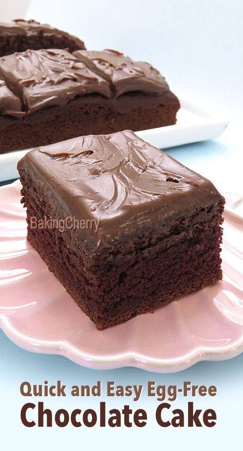 Gluten Dairy Egg Free Cake Recipes, Moist Eggless Chocolate Cake Recipe, Eggless Frosting Recipes, No Egg Microwave Cake, Egg Free Deserts, Chocolate Cake With No Eggs, Eggless Chocolate Sheet Cake, Eggless Loaf Cake Recipes, Eggless Chiffon Cake