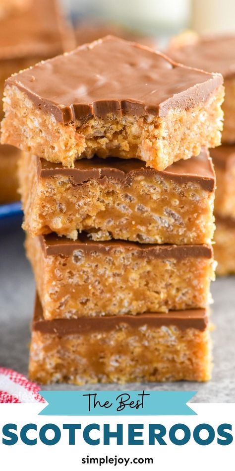 Sees Butterscotch Squares Recipe, Scotch A Roos Bars, Scotcharoos Recipe Healthy, Butterscotch Chocolate Chip Bars, Scotcharoos Chex Recipe, Scotaroos Recipe, Trisha Yearwood's Butterscotch Bars, Sheet Pan Scotcharoos, Desserts With Butterscotch Chips