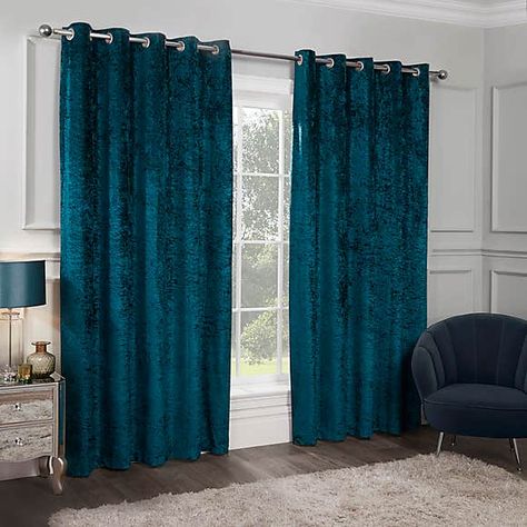 Blue Curtains Living Room, Dark Blue Curtains, Blue Velvet Curtains, Small House Organization, Plain Curtains, Eyelet Curtains, Elegant Curtains, Blue Curtains, Elegant Drapes