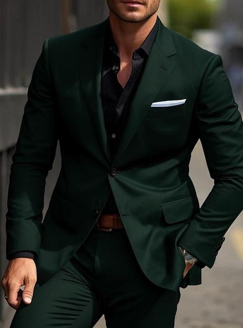 Men Wedding Groom Outfit, Men’s Wedding Tuxedo Green, Phalo Green Wedding, Mens Green Tuxedo, Fancy Green Outfits Men, Dark Green Prom Outfit Men, Sage Green Prom Suits Men, Emerald Green Three Piece Suit Men, Green Suit For Man