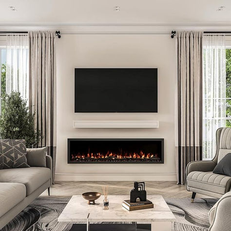 Floating Shelf Fireplace Mantel, Linear Fireplace With Tv Above Modern, Styled Shelf, Elegant Mantel, Linear Electric Fireplace, Modern Electric Fireplace, Provincial Stain, Floating Fireplace, Fireplace Mantel Shelf