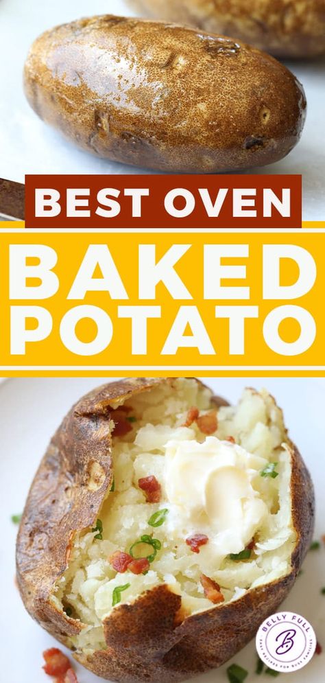 Baked Potatoes In The Oven, Oven Baked Potatoes, Potato Ideas, Potatoes In The Oven, Cooking Baked Potatoes, Best Baked Potato, Making Baked Potatoes, Thanksgiving Side Dish, Baked Potato Recipes