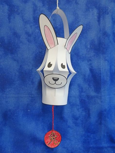 Lantern Crafts For Kids, Rabbit Lantern, Chinese New Year Rabbit, Chinese New Year Kids, News Years Crafts For Kids, Chinese New Year Crafts For Kids, Chinese New Year Activities, Crafts Printable, Rabbit Hat