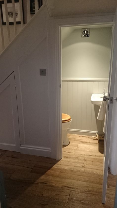 Toilet Under Stairs, Small Wc Ideas Downstairs Loo, Understairs Toilet, Room Under Stairs, Small Downstairs Toilet, Cloakroom Toilet, Bathroom Under Stairs, Toilet Room Decor, Small Toilet Room