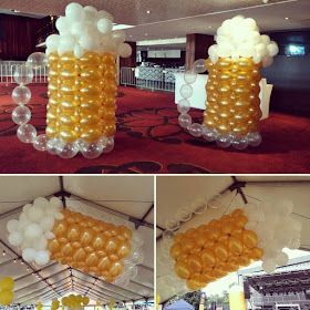 Beer Glass Design, Pvc Backdrop, Balloon Clusters, Baby Shower Duck, Beer Float, Oktoberfest Party, Bbq Wedding, Beer Theme, Beer Fest