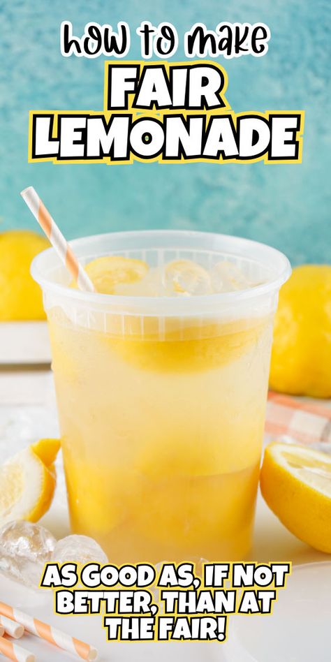 How to make lemonade like at the fair Fair Lemonade Recipe, Fair Lemonade, Fresh Lemonade Recipe, Best Punch Recipe, Homemade Strawberry Lemonade, Diy Lemonade, Frozen Drink Recipes, How Much Sugar, Peach Ice Tea