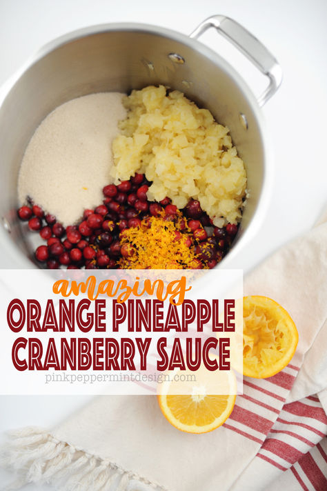 This is the only cranberry sauce recipe you will ever need! Tart and sweet with pineapple and citrus flavors. SO good!! Cranberry With Pineapple, Cranberry Pineapple Sauce Homemade, Cranberrie Sauce Recipe, Citrus Cranberry Sauce, Cranberry Pineapple Sauce Recipe, Homemade Cranberry Sauce With Pineapple, Fresh Cranberry Sauce With Pineapple, Cranberry And Orange Sauce, Cranberry Sauce With Pineapple Recipe