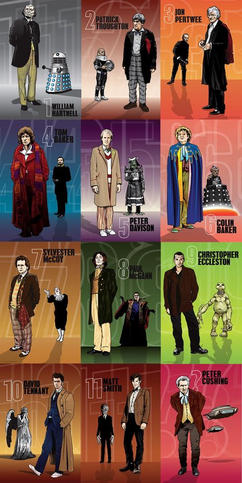 Doctor Who Monsters, 11th Doctor Wallpaper, Doctor Who 12th Doctor, Doctor Who 11th Doctor, Doctor Who Poster, Matt Smith Doctor Who, Doctor Who Wallpaper, John Hurt, Peter Davison