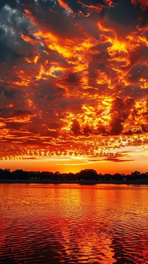 Sunset sky, golden clouds, red and yellow colors, burning cloud patterns over the city of Texas, lake view, real photography, high definition details in the style of real photography. Yellow And Red Aesthetic, Red And Yellow Background, Golden Clouds, Palm Springs Aesthetic, Colour Aesthetic, Sunrise Clouds, Gold Sunset, Golden Sky, Real Photography