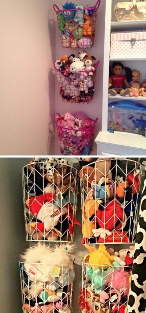 Stuffed Animal Storage Shelves, Diy Net For Stuffed Animals, Dollar Tree Stuffed Animal Storage, Ways To Organize Stuffed Animals, Creative Ways To Store Stuffed Animals, Closet Stuffed Animal Storage, Babydoll Organization Ideas, Stuffie Storage Ideas, Plush Organization Ideas