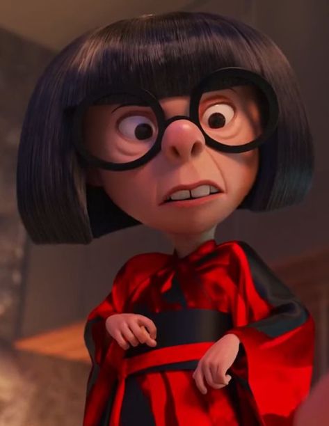 Edna E Mode, Edna Incredibles, Funny Lock Screen Wallpaper, Unique Iphone Wallpaper, Edna Mode, Incredibles 2, Red Kimono, Disney Pixar Movies, Mode Kimono