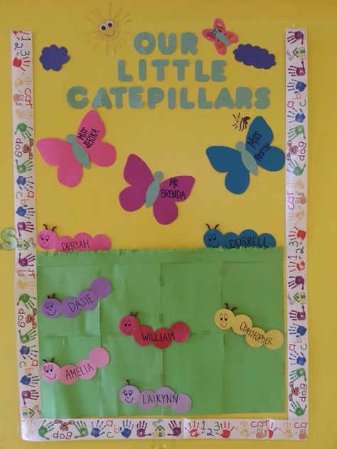 Bulletin board idea I did for my infant room class Infant Bulletin Board, Daycare Bulletin Boards, Toddler Bulletin Boards, Room Door Ideas, Infant Room Daycare, Spring Classroom Door, William Christopher, Infant Daycare, Daycare Rooms