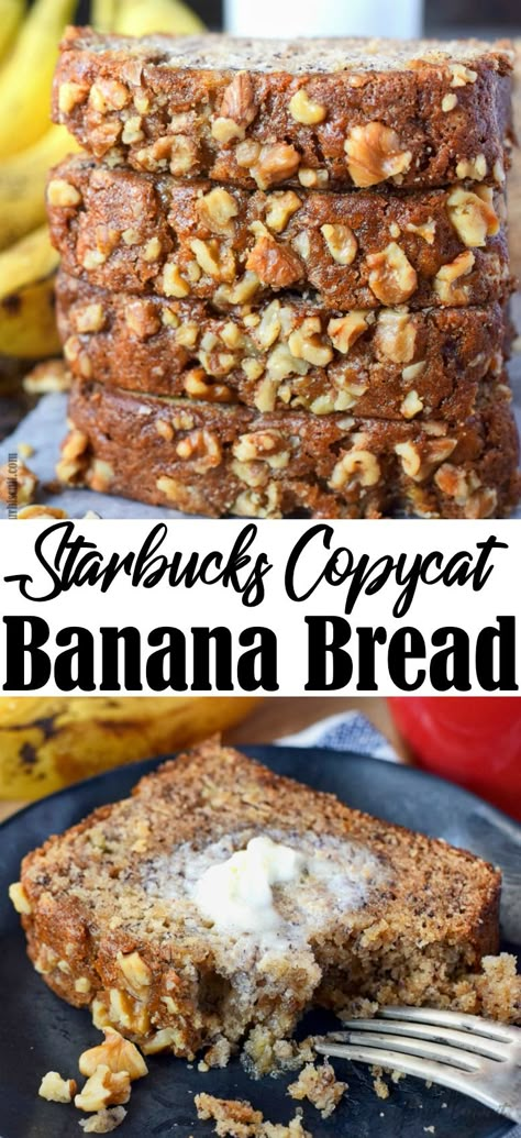 Copycat Banana Bread, Starbucks Banana Bread, Banana Breakfast Recipes, Banana Walnut Bread, Banana Nut Bread Recipe, Nut Bread Recipe, Banana Bread Recipe Moist, Easy Banana Bread Recipe, Moist Banana Bread