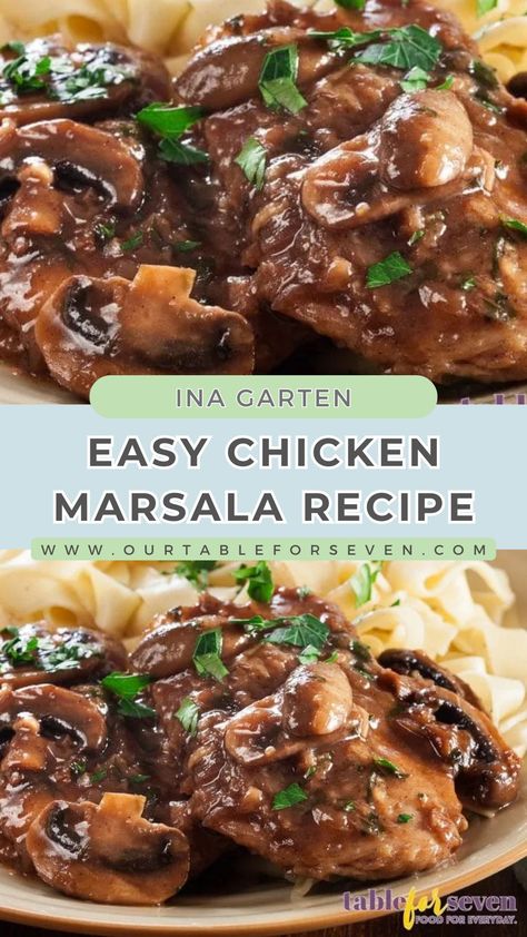 Easy Chicken Marsala Recipe by Ina Garten How To Make Chicken Marsala, Marcella Chicken Recipe, Chicken Maderia Recipes, Chicken Marsala No Mushrooms, Chicken Marsala Recipe Easy, Chicken Marsala Easy Simple, Chicken Recipe With Mushrooms, Dutch Oven Chicken Marsala, Carrabas Chicken Marsala Recipe