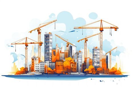 Building construction city architecture development. | Premium Photo Illustration - rawpixel Architecture Development, Construction City, Blue Building, Architecture Background, Watercolor Sky, Building Architecture, Background Blue, Building Exterior, City Architecture