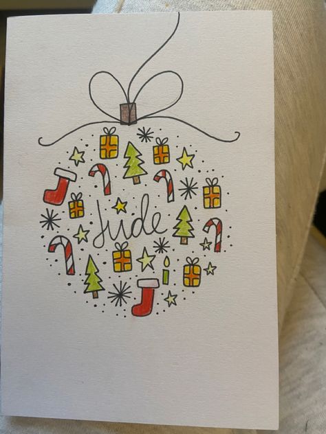 Handrawn Christmas Card, Christmas Card Drawing Ideas Hand Drawn, Homemade Cards Christmas, Christmas Cards Handmade Ideas, Diy Christmas Cards Ideas, Diy Christmas Cards Handmade, Christmas Cards Diy, Hand Drawn Christmas Cards, Watercolor Christmas Cards Diy