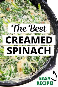 An easy creamed spinach recipe made with fresh spinach, cream cheese and parmesan cheese. So rich and creamy! A perfect holiday side dish or side dish for any time of year. #spinach #holidayrecipes #sidedishes #sidedishrecipes #bestsides #classicrecipes Best Creamed Spinach, Easy Creamed Spinach, Best Creamed Spinach Recipe, Creamed Spinach Recipe Easy, Fresh Spinach Recipes, Easy Spinach Recipes, Spinach Side Dish, Spinach Recipes Healthy, Creamed Spinach Recipe