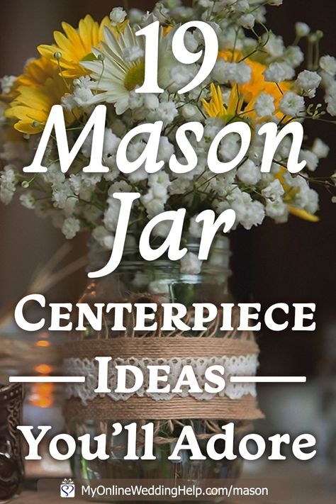 Rustic mason jar centerpiece ideas for weddings. There are now 25 examples that demonstrate six techniques: paint, glitter, flowers, burlap and lace, candles, and pictures. A variety that covers country to elegant design styles. Both DIY and bought. Look for the DIYs under ... read more on the MyOnlineWeddingHelp.com blog. Chalk Paint Mason Jar Diy, Retirement Party Centerpieces Ideas, Round Table Centerpieces Wedding Simple Centre Pieces, Retirement Table Centerpieces, Banquet Centerpiece Ideas, Centerpieces For Banquet, Picture Centerpiece Ideas, Retirement Centerpiece Ideas, Mason Jars Centerpieces