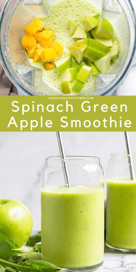 Green Apple Smoothie Recipes, Celery Smoothie, Yummy Breakfast Smoothies, Green Apple Smoothie, Apple Smoothie Recipes, Spinach Smoothie Recipes, Apple Smoothie, Veggie Smoothies, Frozen Mango