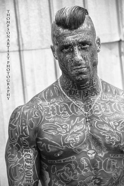 Man Face Tattoo Design, Man Face Tattoo, Full Face Tattoo, Face Tattoo Design, Tattoed Guys, Horrible Tattoos, Master Tattoo, No Regrets Tattoo, Brian Dawkins