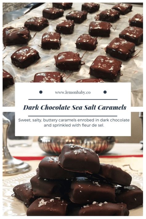 Sea Salt Caramel Recipe, Caramels Recipe, Dark Chocolate Desserts, Dark Chocolate Sea Salt, Sea Salt Caramels, Salted Caramel Recipes, Caramel Bites, Dark Chocolate Caramel, Caramel Truffle