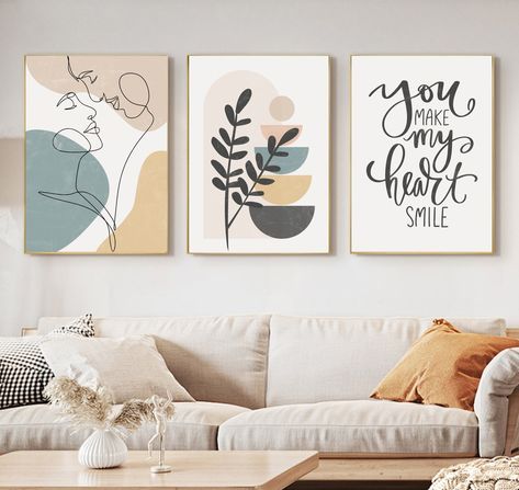 Wall Decor Living Room Paintings & Prints, Wall Frames Ideas Living Room, 3 Set Paintings Wall Art, Wall Art Ideas Bedroom, Boho Wall Art Living Room, Wall Art Prints Printables, Modern Minimalist Painting, Abstract Painting For Living Room, Entryway Wall Art