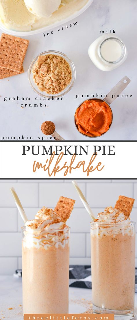 Pumpkin Pie Milkshake Recipe, Pumpkin Spice Milkshake Recipe, Fall Drinks No Caffeine, Apple Pie Milkshake, Fancy Milkshakes Diy, Pumpkin Spice Food Recipes, Delicious Drinks Non Alcoholic, Pumpkin Pie Milkshake, Sweet Treats To Make At Home