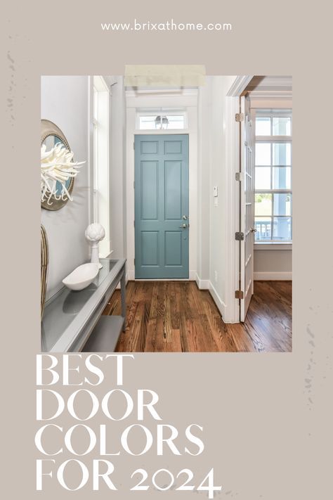 Looking for front door paint colors that make a lasting impression? Dive into our collection of trendy yet timeless shades. Your entryway will thank you! 🌟🚪 2024 Paint Color Trends #HomeExterior #FrontDoorInspiration Inside Exterior Door Color, Paint Back Of Front Door, Front Door Paint Colors Interior, Front Door Color Interior, Foyer Door Color, Kitchen Door Exterior, Door Paint Colors Entryway, Sherwin William Front Door Colors, Slate Blue Door Color