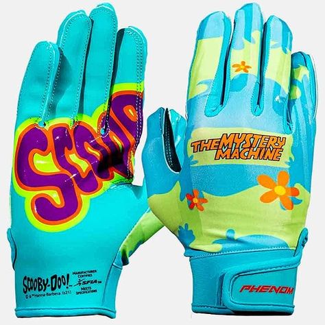 Amazon.com : Phenom Elite Scooby-Doo Football Gloves - VPS1 (Medium) : Sports & Outdoors Mystery Machine Van, The Mystery Machine, Basketball Room, Mystery Machine, Football Accessories, Football Stuff, Kids Uniforms, Football Gloves, Putao