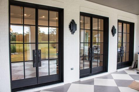 Tuscan Doors & Tuscan Iron Entries | Suncoast Iron Doors Black Glass Patio Doors, Black Iron French Doors Exterior, Glass Doors Exterior Patio, Black Metal Exterior Door, Black Outdoor French Doors, Iron French Doors Patio, Black Iron French Doors, Black French Doors Patio, Metal Patio Doors