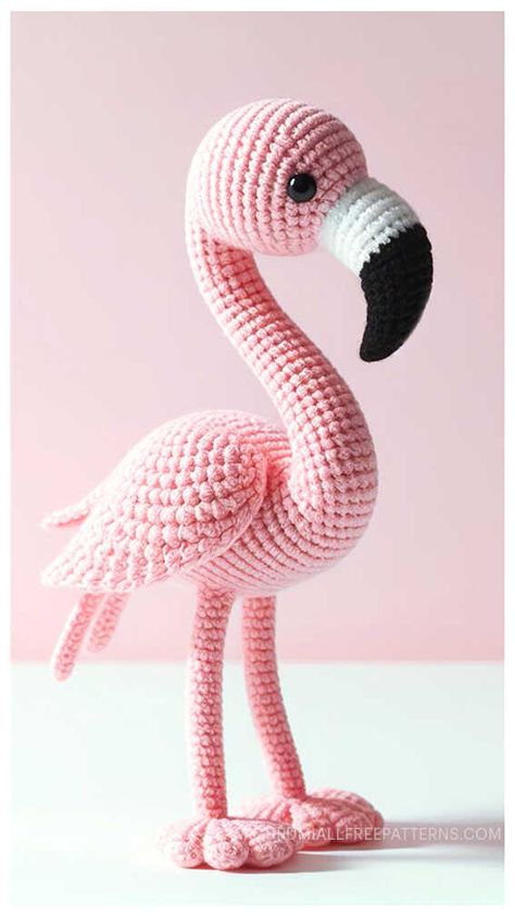 Crochet Flamingo Amigurumi Free Pattern - Free Crochet Patterns Flamingo Amigurumi Free Pattern, Flamingo Crochet Pattern Free, Diy Crochet Rose, Flamingo Blanket, Amigurumi Flamingo, Crochet Flamingo, Crochet Bird Patterns, Crochet Shell, Crocheted Patterns