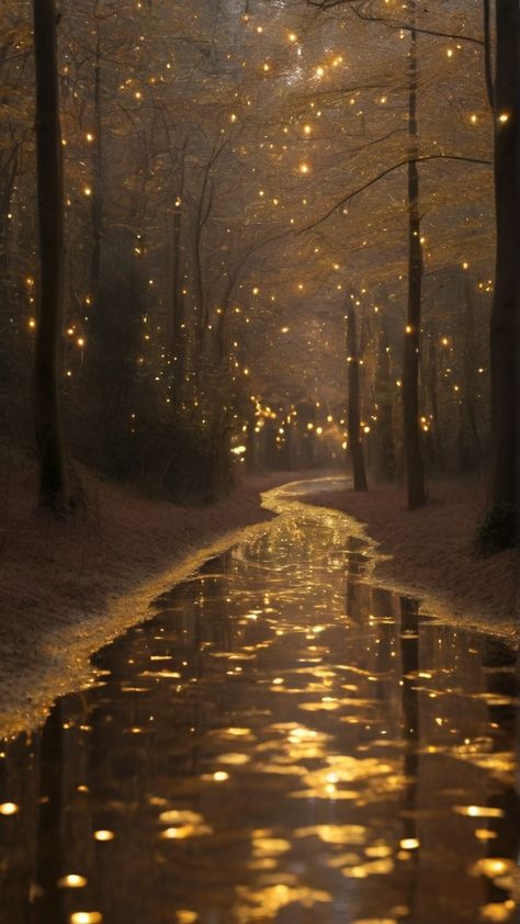 Pretty Views Nature, Fall Ethereal Aesthetic, Gold Lights Aesthetic, Ethereal Aesthetic Photography, Fall Fairy Wallpaper, Light Coming Through Trees, Golden Aestethic, Moody Night Aesthetic, Astridcore Aesthetic