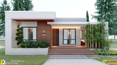 Elegant Bungalow House Design 10.5m x 14.0m 3 Bedroom - Full Plan | Engineering Discoveries Modern Bungalow House Design, Modern Small House Design, Small House Design Exterior, Modern Bungalow House, Building House Plans Designs, House Plan Gallery, Modern House Facades, House Arch Design, Modern Exterior House Designs