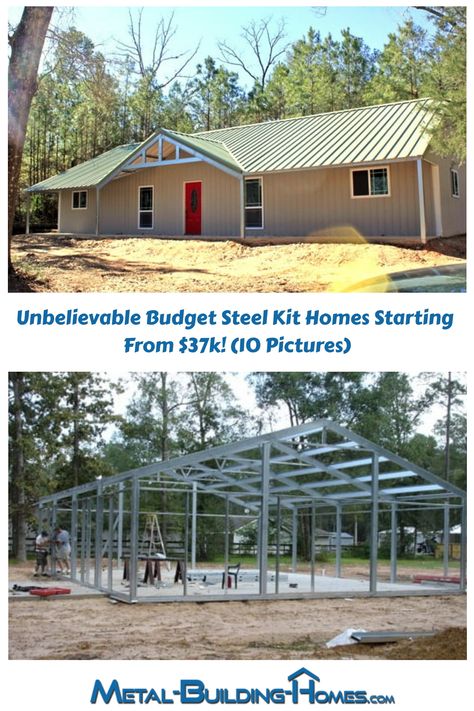 Metal House Kits, Steel Building Homes Interior, Mueller Metal Buildings, Metal Building Home Kits, Prefab Homes Affordable, Small Metal Building Homes, Metal Building Homes Cost, Metal Home Kits, Steel Home Kits