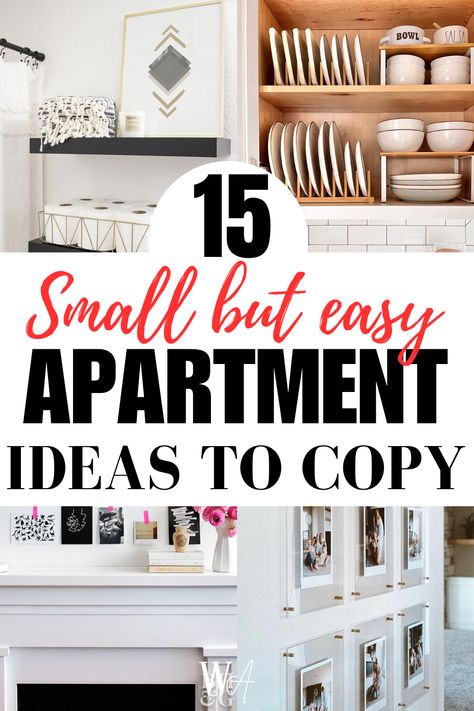 If you or anyone you know are moving into a small apartment, save this post because it's all about small apartment organizing and decorating ideas! Decorating 1 Bedroom Apartment, Townhouse Furniture Ideas, Apartment Living Area Ideas, Cute Rental Apartment Ideas, Decorating A Tiny Apartment, Small Apartment For Rent Design, Mid 20s Apartment, Small Condo Decorating Ideas, Apartment Decorating Clean Look