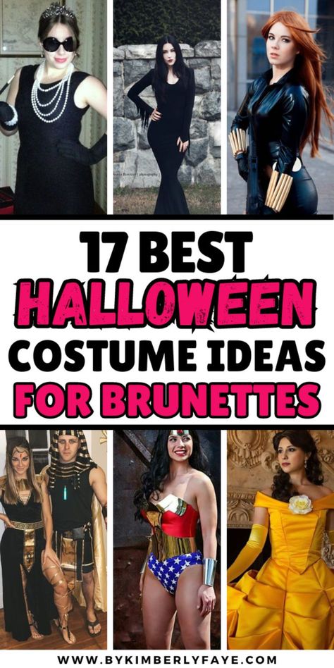 Halloween Costume Ideas for Brunettes Cute Costumes For Brunettes, Costume For Brunettes Halloween, Cute Halloween Costumes Brunette, Two Brunette Halloween Costume, Brunette Girl Halloween Costume, Costumes For Brunettes Halloween, Easy Halloween Costumes Brunette, Easy Brunette Halloween Costumes, Cute Halloween Costumes For Brunettes