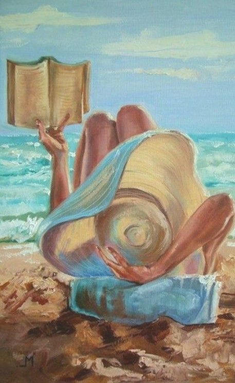 Monika Luniak, 수채화 그림, Indian Paintings, Reading A Book, Beach Reading, Beach Painting, Art And Illustration, Painting Art Projects, Beach Art