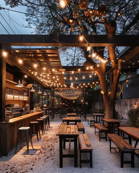 Beach Restaurant Exterior, Cozy Cafe Exterior, Wall Decor Bedroom Ideas, Outdoor Cafeteria, Beer Garden Design, Backyard Restaurant, Outdoor Restaurant Patio, Restaurant Exterior Design, Decor Bedroom Ideas