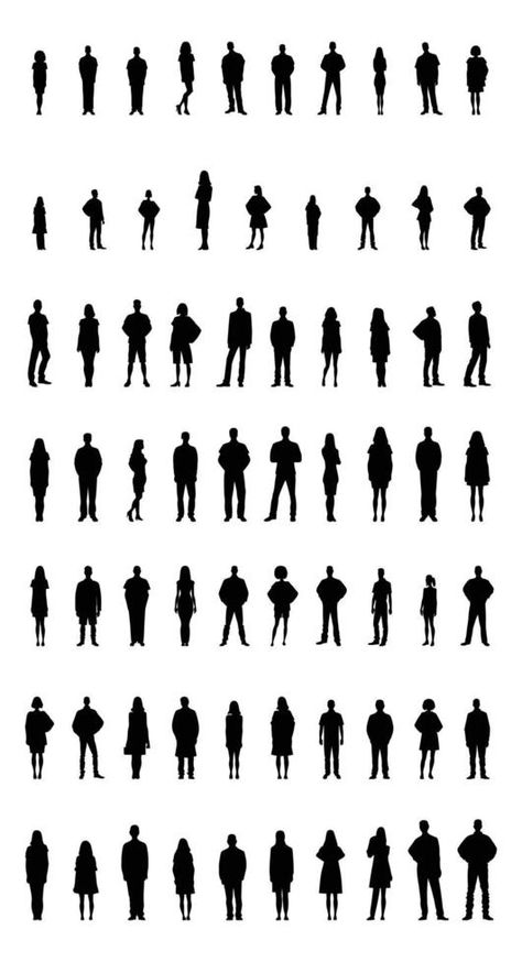 Full body human portraits silhouette collection All Body Types Drawing, Full Body Portrait Reference, Human Sillouhette, Human Silhouette Drawing, Human Figure Architecture, Person Outline, Full Body Portrait, Person Silhouette, Body Human