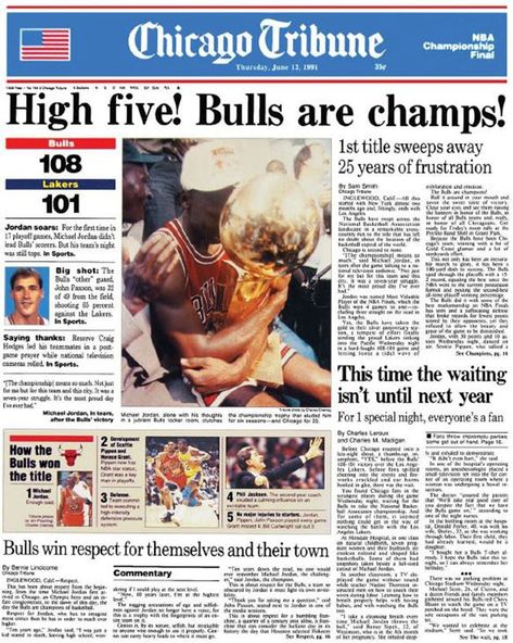 Team Huddle, Chicago Bulls Team, Chicago Basketball, Michael Jordan Photos, Nba Funny, Jordan Photos, Oprah Winfrey Show, Nba Championship, Newspaper Cover