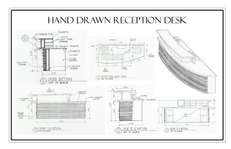 Reception Desk elevation Reception Desk Design Office, Reception Desk Layout, Reception Desk Drawing, Reception Desk Plans, Desk Design Office, Reception Desk Dimensions, Home Layout Design, Reception Counter Design, Desk Drawing