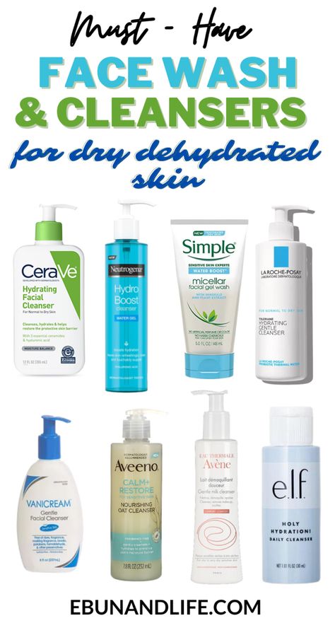 If you are looking for a face wash or cleanser for your dry dehydrated skin, here are eleven best drugstore face wash you can try. Best Face Wash Routine, Best Dry Skin Face Wash, Dry Skin Cleanser Products, Dry Skin Face Wash Products, Face Wash For Textured Skin, Dry Dehydrated Skin Routine, Products For Dehydrated Skin, Best Gentle Face Cleanser, Best Face Cleanser For Dry Skin