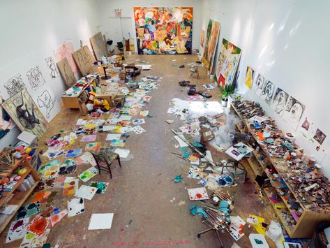 Julie Mehretu, Dana Schutz, Cecily Brown, Painters Studio, Art Studio Space, Artist Studios, Artist Loft, Art Studio Design, Art Writing