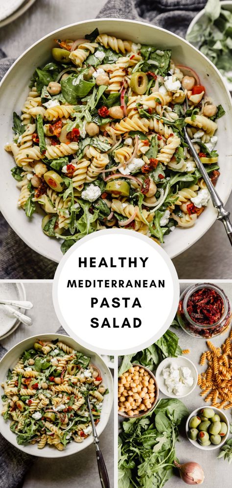 Healthy Mediterranean Pasta, Mediterranean Pasta Salad, Weekday Lunches, Healthy Pasta Salad Recipes, Health Lunch, Mediterranean Recipes Healthy, Mediterranean Diet Recipes Dinners, Mediterranean Pasta Salads, Healthy Pasta Salad