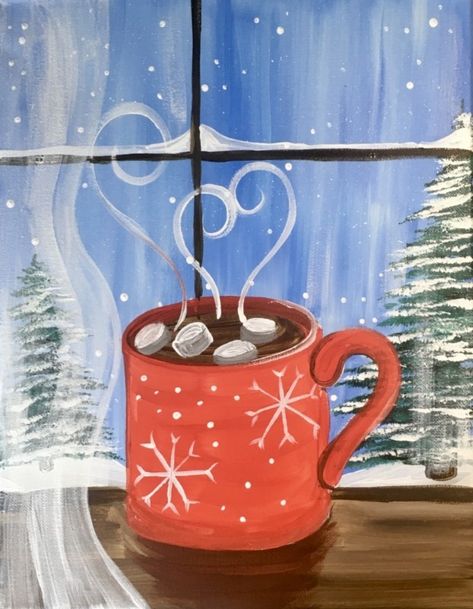 How To Paint “Hot Cocoa Window” - Step By Step Painting