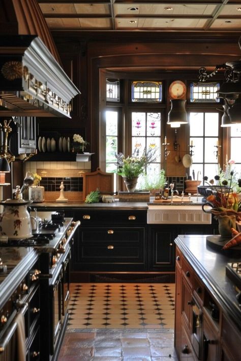 14 Victorian Kitchen Interior Ideas You Have To See! - My Decor Inspo Victorian Style House Decor, Original Victorian Interiors, 1890s Interior Design, Victorian Galley Kitchen, Southern Victorian Homes Interiors, Dark Victorian Homes Interior, Moody Victorian Kitchen, Victorian Townhouse Interior, Charmed House Interior