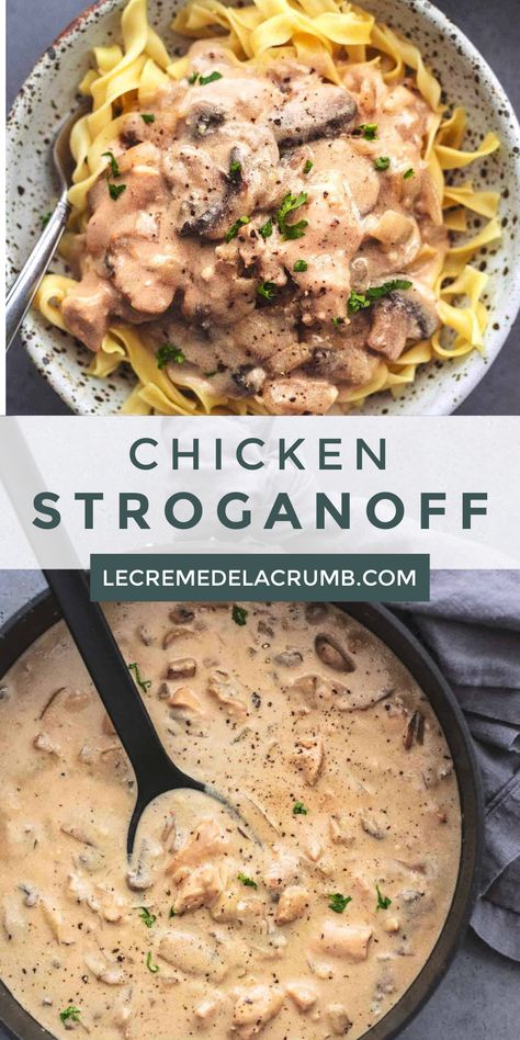 Chicken Stroganoff Recipe, Mother Clucker, Chicken And Egg Noodles, Egg Noodle Recipes, Chicken Stroganoff, Sour Cream Sauce, Stroganoff Recipe, Quick Dinners, Noodles Recipe