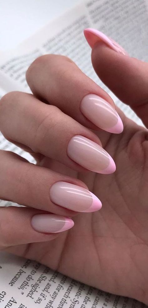 Pink Tip Nails, Kutek Disney, Minimal Nails, Pink Nail, Pink Spring, Neutral Nails, Minimalist Nails, Fire Nails, Pretty Acrylic Nails