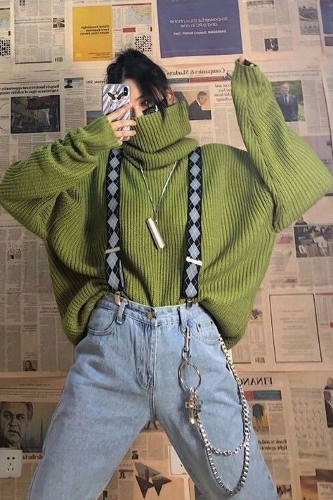 f0bda020d2470f2e74990a07a607ebd9desc44227053ri Loose Sweater, Soft Grunge, Looks Style, Teen Fashion Outfits, Looks Vintage, Aesthetic Outfits, Cute Casual Outfits, Teen Fashion, Turtleneck Sweater