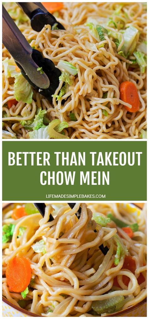 There's no need to order out! This better than takeout chow mein is flavorful, delicious, and ready to go in just 20 minutes!! #betterthantakeoutchowmein #chowmein #betterthantakeoutchinesefood #chowmeinrecipe Diy Chow Mein Noodles, Cashew Chicken Stir Fry, Shabbat Recipes, Exotic Recipes, Life Made Simple, Chow Mein Recipe, Chicken Chow Mein, Best Chinese Food, Better Than Takeout